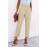 Beige High Rise Paper Bag Waist Pocketed Casual Pants