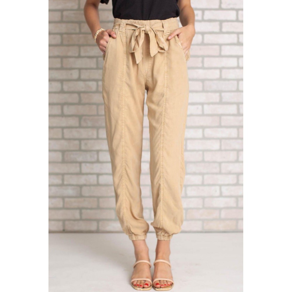 Apricot High Waist Casual Joggers with Pockets Apricot High Waist Casual Joggers with Pockets