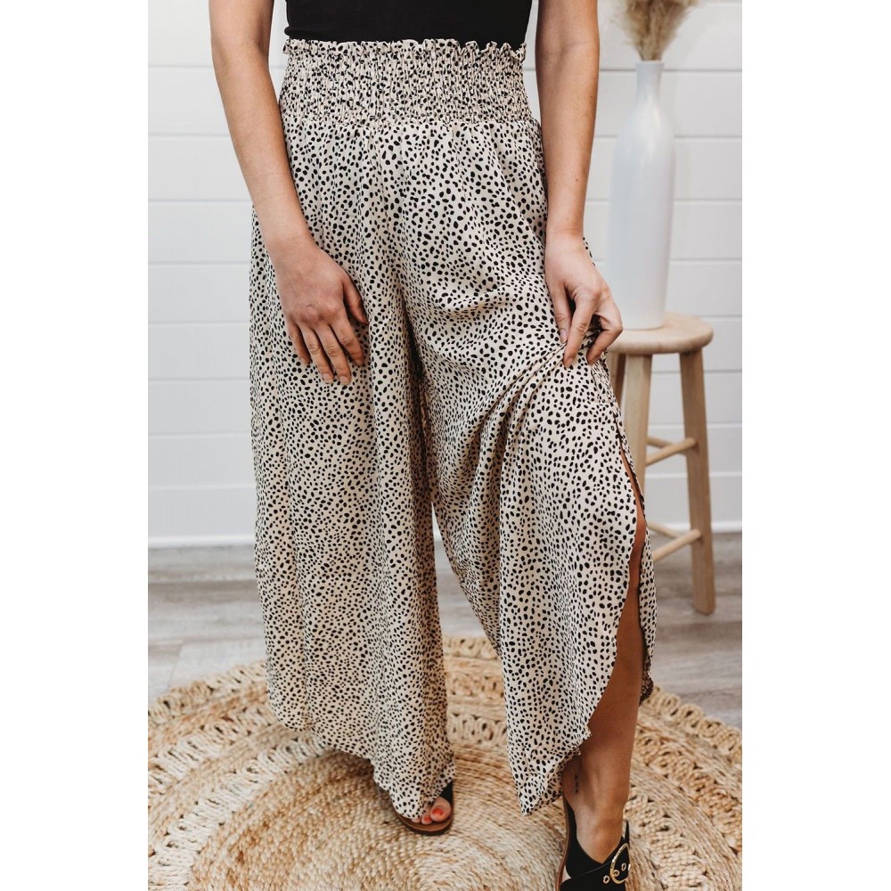Leopard Print Smocked Waist Flare Pants Leopard Print Smocked Waist Flare Pants